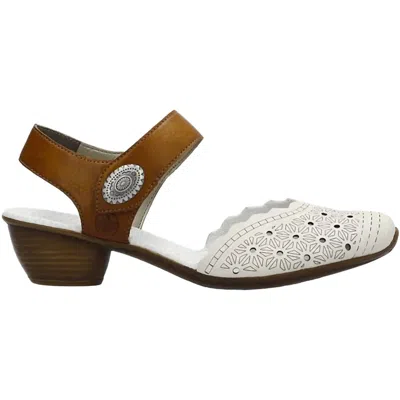 Rieker Women's Mirjam Low-heeled Leather Shoes In Cream/cayenne In Multi
