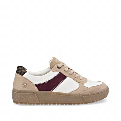 Rieker Women's Noelani 01 Sneaker In Sand/cotton/bordeaux/braun/mar In Multi