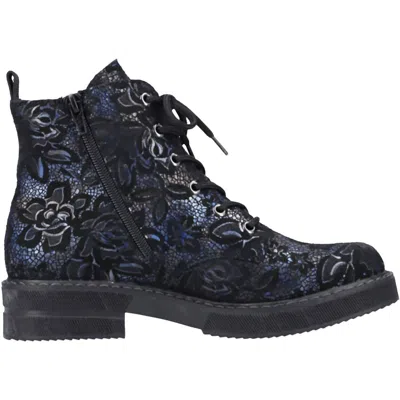 Rieker Women's Payton Combat Boots In Navy/schwarz Synthetic In Black