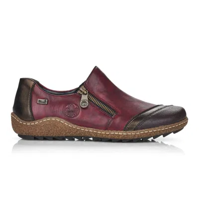 Rieker Women's Slip On Suede Shoes In Red In Burgundy
