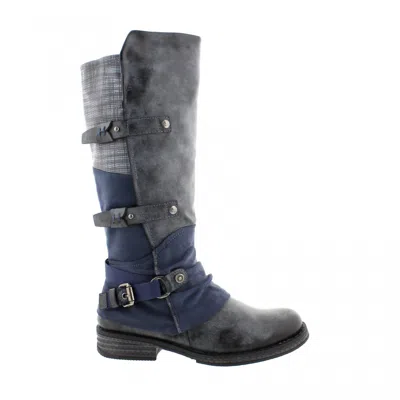 Rieker Women's Tall 3 Strap Boot In Navy In Blue