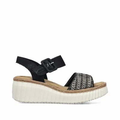 Rieker Women's Wedge Sandal In Black