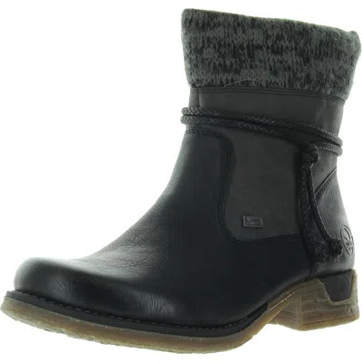 Rieker Womens Faux Fur Lined Leather Mid-calf Boots In Black