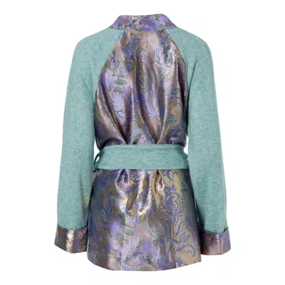 Rien By Penny Vomva Women's Green / Pink / Purple Bohemian Cardigan Mint And Light Purple In Green/pink/purple