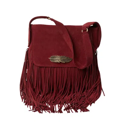 Rien By Penny Vomva Women's Red La Gitane Fringes Bag Burgundy Suede