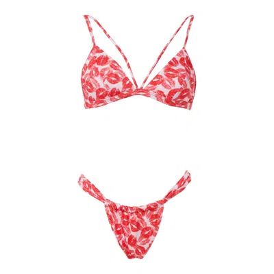 Rien By Penny Vomva Women's Red Make Some Waves Bikini Kiss