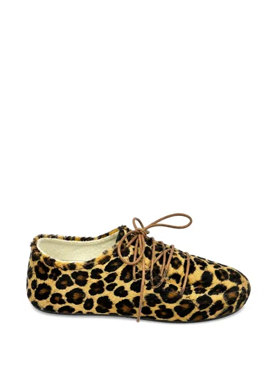 Rien Studio Leopard-print Lace-up Ballet Flats In Red
