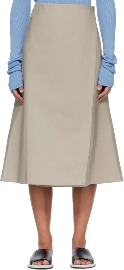 Rier Beige Cotton Bonded Midi Skirt In Brown