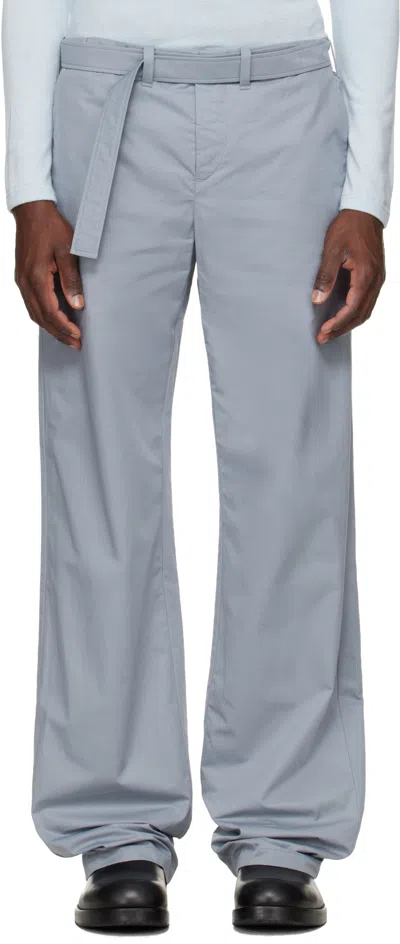 Rier Belt Loop Casual Pants In Blue
