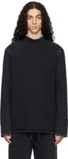 Rier Black Band Collar Denim Top In Anthracite Denim