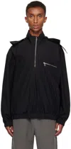 Rier Black Cotton Waxed Windbreaker In Black Waxed