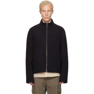 Rier Black Full Zip Fleece Sweater In Charbon Fleece