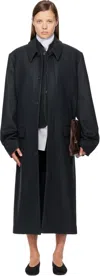 Rier Black Loden Coat In Black