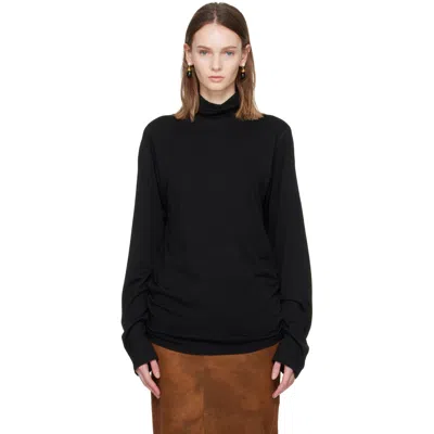 Rier Black Polar Jersey Turtleneck Sweatshirt In Black Wool