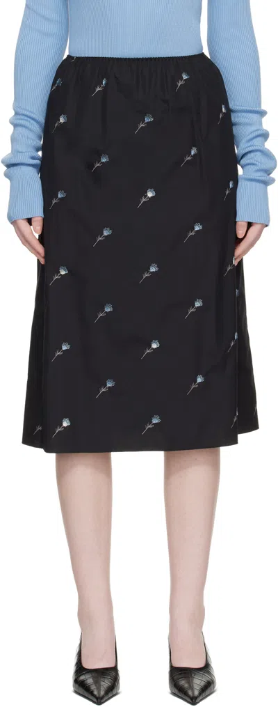 Rier Black Pop Flowers Midi Skirt