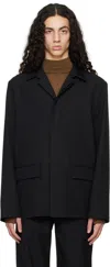 Rier Black Popeline Wool Jacket In Black Wool