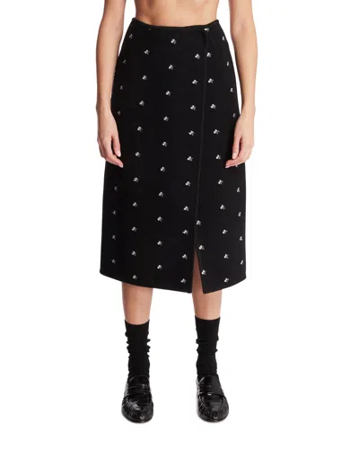 Rier Black Walker Embroidered Wrap-skirt