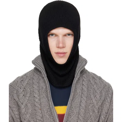 Rier Black Wool Balaclava In Black Knit