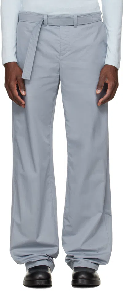 Rier Blue Cotton Utility Trousers