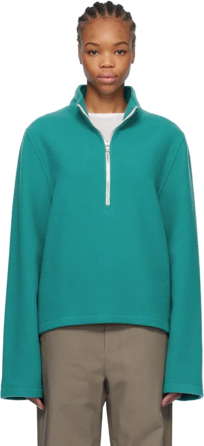 Rier Blue Fleece Sweater In Chlorophylle Fleece