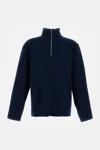 Rier Virgin Wool Zip-up Sweater In Blue
