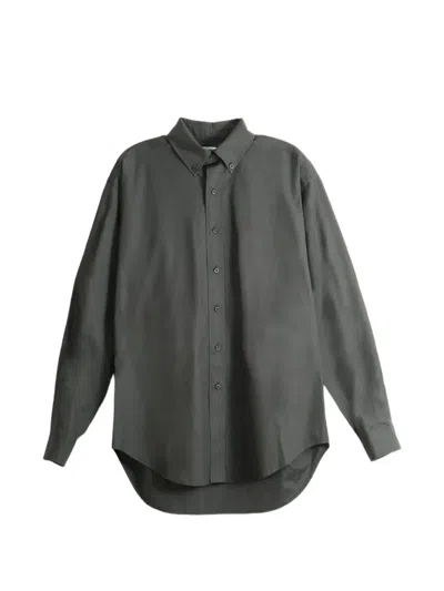 Rier Button-down Collar Poplin Shirt In Gray