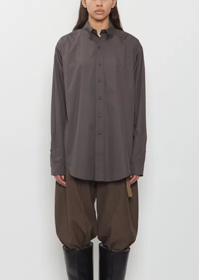 Rier Button-down Cotton Shirt In Brown