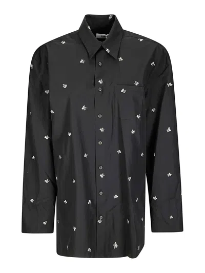 Rier Long -sleeved Cotton Shirt In Black