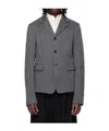 Rier Gray Notched Lapel Denim Blazer In Gray