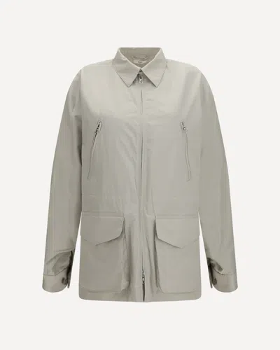 Rier Cotton Zipped Pockets Jacket In Gray