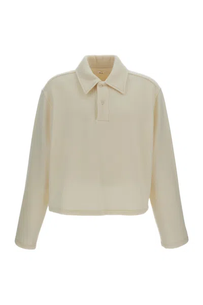 Rier Cream Wool Fleece Cropped Polo Shirt In Neutral