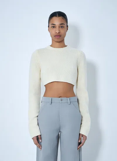 Rier Cropped Knit Sweater In White