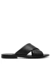 Rier Crossover-strap Leather Slides In Black
