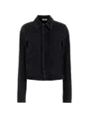 Rier Denim Jacket Collared Design Front Pockets In Black