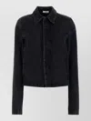 Rier Denim Jacket Collared Design Front Pockets In Black