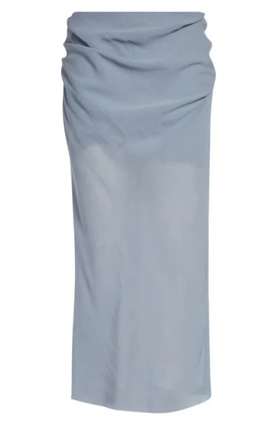 Rier Draped Bias Cut Wool Skirt In Blue