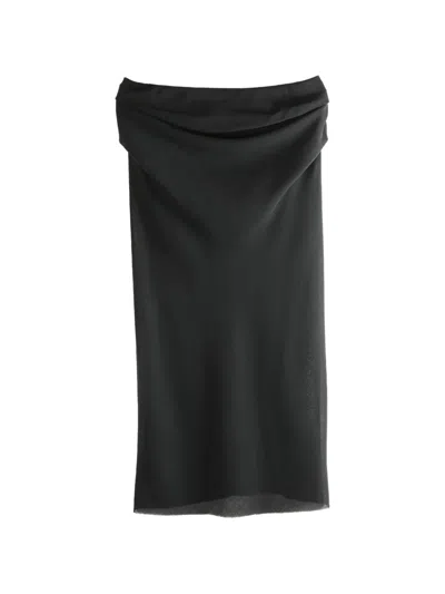 Rier Draped Midi Skirt In Black