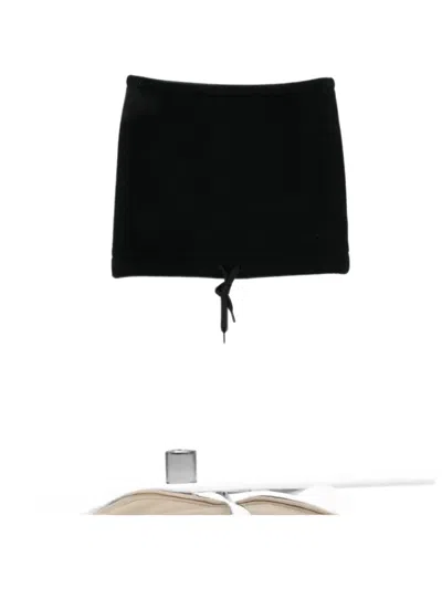 Rier Drawstring Fleece Beanie Hat In Black