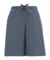 Rier Light Blue Elasticated Waist Cotton Bermuda In Gray