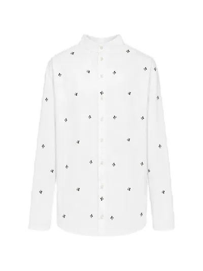 Rier Embroidered High-neck Shirt In White