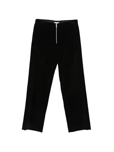 Rier Exposed-zip Corduroy-texture Trousers In Black