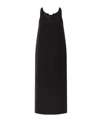 Rier Walker Felted Wool-fleece Midi Dress In Black