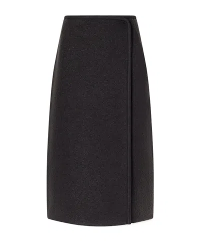 Rier Walker Felted Wool-fleece Midi Skirt In Black