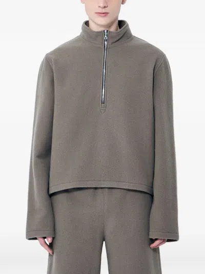 Rier Fleece Quarter-zip Sweatshirt In Brown