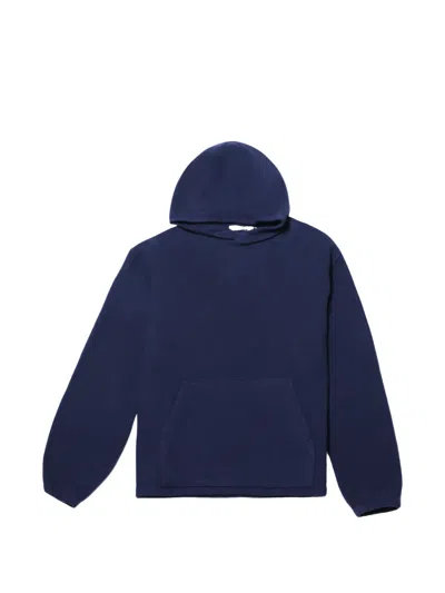 Rier Fleece-texture Pouch-pocket Hoodie In Blue