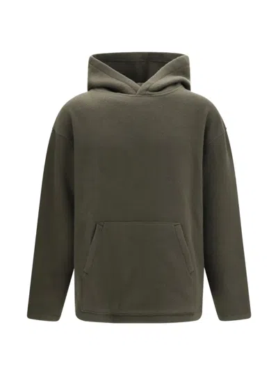 Rier Fleece-texture Pouch-pocket Hoodie In Green