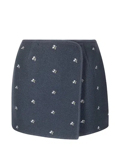 Rier Floral-detail Mini Skirt In Blue