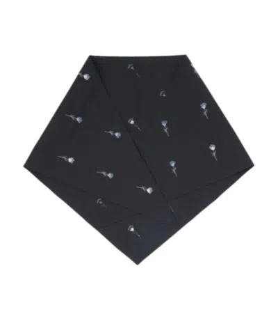 Rier Floral Embroidered Scarf In Black