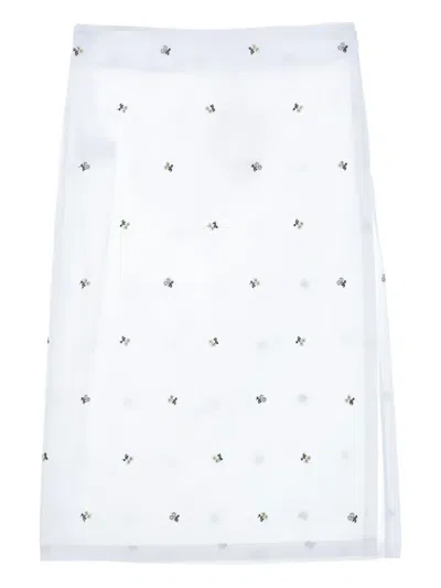 Rier Floral-print Midi Skirt In 白色