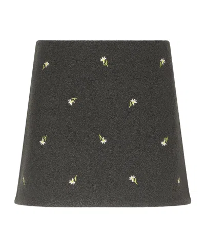 Rier Walker Floral-embroidered Felted Wool-fleece Mini Skirt In Gray